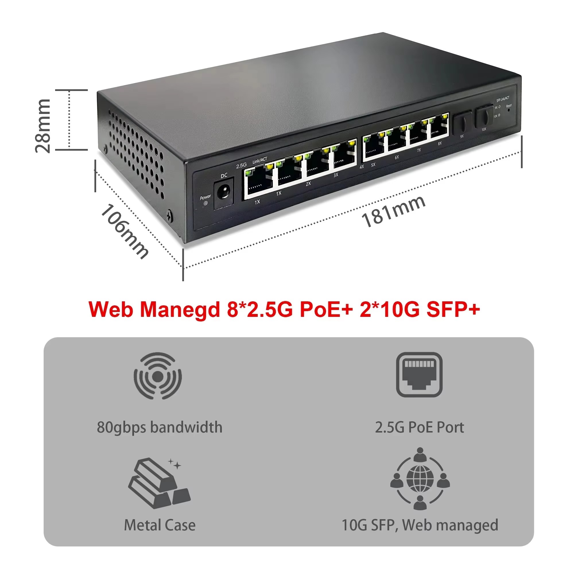 2.5G Умный управляемый через в – обзор и цена Sfp+ 10G Managed Switch 8 Port